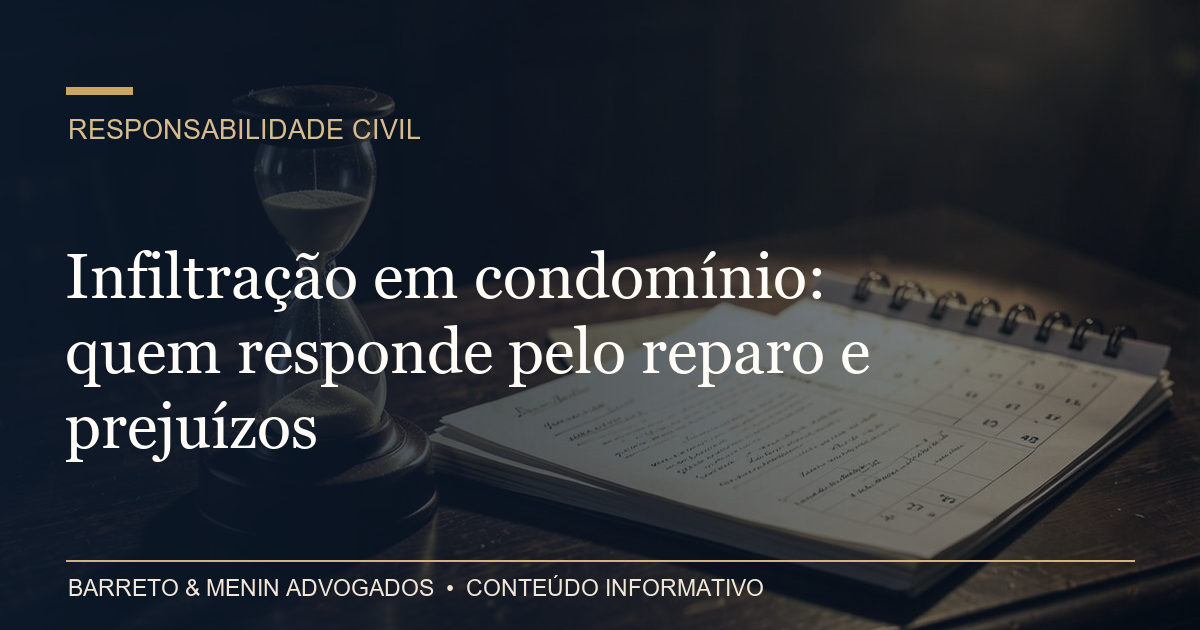 Infiltração em condomínio: quem responde pelo reparo e prejuízos